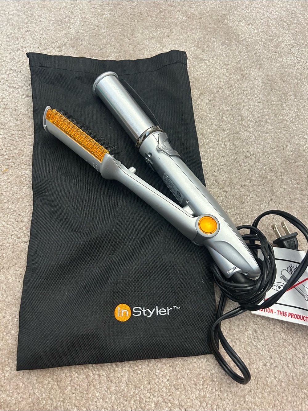 InStyler Silver and Amber Ceramic 1" Rotating Iron - InStyler